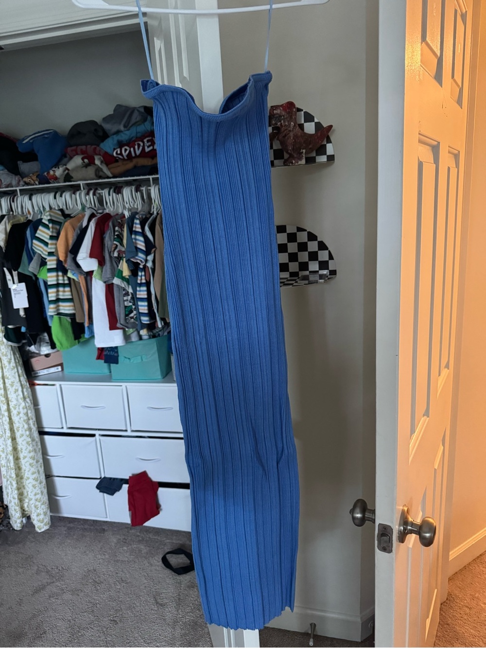 White Fox Boutique Blue Ribbed Midi Dress